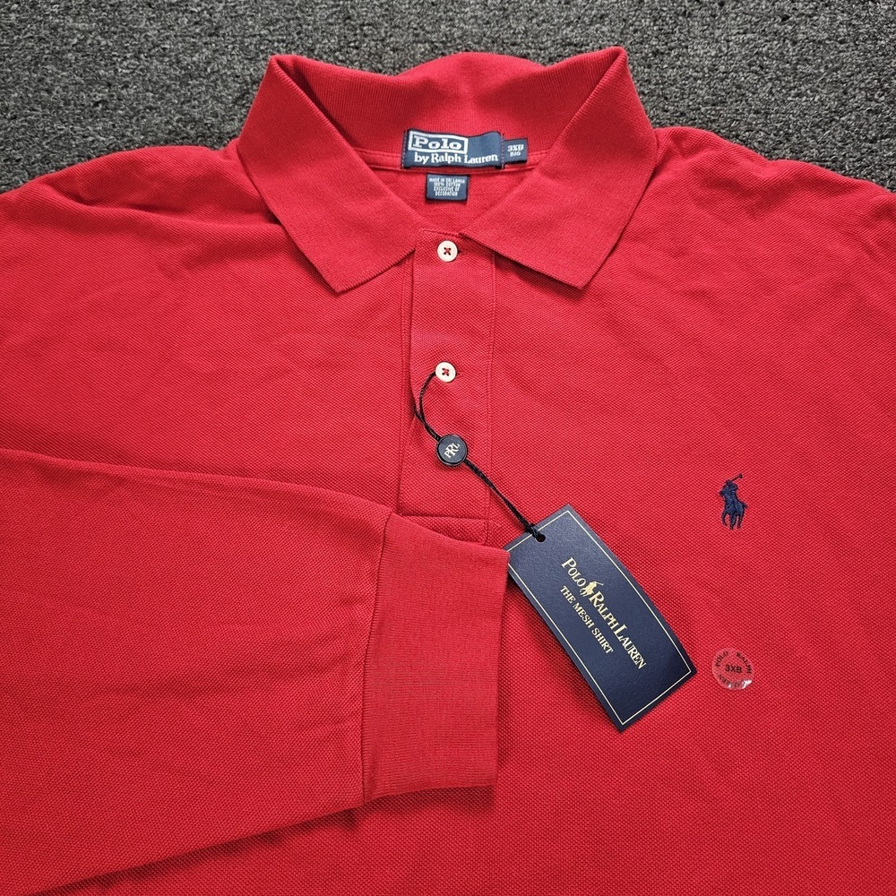 Polo Ralph Lauren Mesh Shirt Mens XL Long Sleeve Red Collared Button NWT
